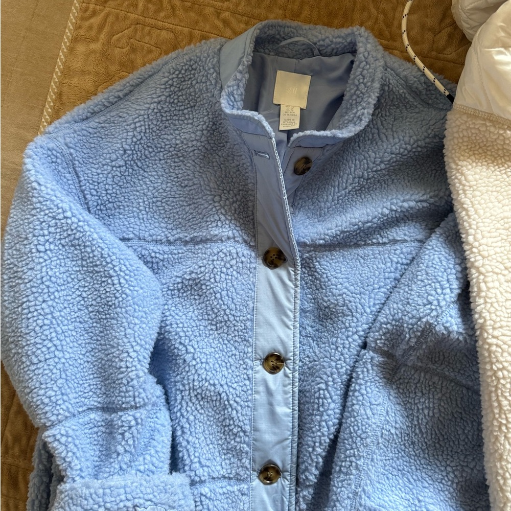 H&M shearling blue jacket